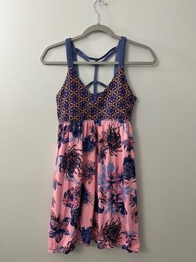 Maaji Pink and Navy Floral Strappy Sundress size L